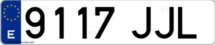 Ejemplo de matrícula española 9117 JJL