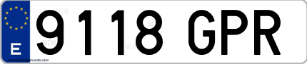 Ejemplo de matrícula de coche ordinaria 9118 GPR