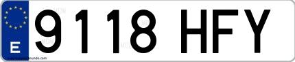 Ejemplo de matrícula española 9118 HFY