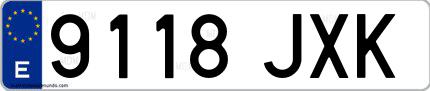 Ejemplo de matrícula española 9118 JXK