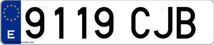 Ejemplo de matrícula española 9119 CJB
