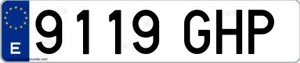 Ejemplo de matrícula española 9119 GHP