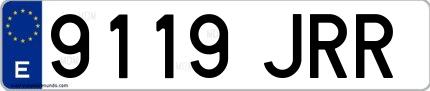 Ejemplo de matrícula de coche ordinaria 9119 JRR