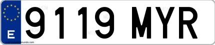 Ejemplo de matrícula española 9119 MYR