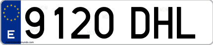 Ejemplo de matrícula de coche ordinaria 9120 DHL