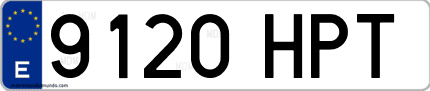 Ejemplo de matrícula de coche ordinaria 9120 HPT