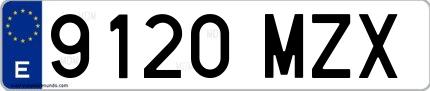 Ejemplo de matrícula española 9120 MZX
