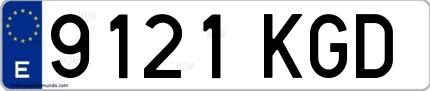 Ejemplo de matrícula española 9121 KGD