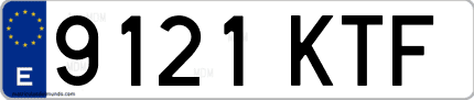 Ejemplo de matrícula de coche ordinaria 9121 KTF