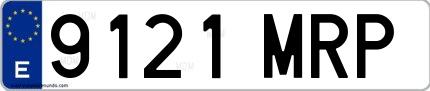Ejemplo de matrícula española 9121 MRP