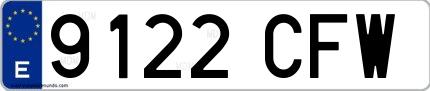 Ejemplo de matrícula española 9122 CFW