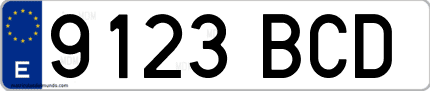 Ejemplo de matrícula de coche ordinaria 9123 BCD
