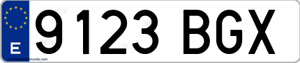 Ejemplo de matrícula de coche ordinaria 9123 BGX
