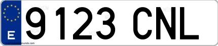 Ejemplo de matrícula española 9123 CNL