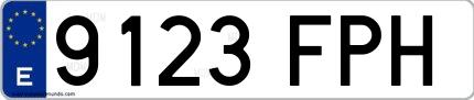 Ejemplo de matrícula española 9123 FPH