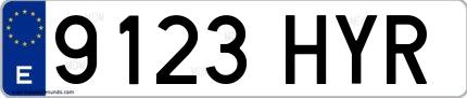 Ejemplo de matrícula española 9123 HYR