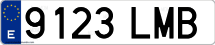 Ejemplo de matrícula de coche ordinaria 9123 LMB