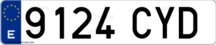 Ejemplo de matrícula de coche ordinaria 9124 CYD
