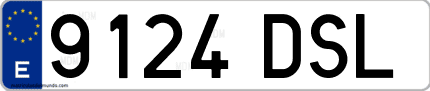 Ejemplo de matrícula de coche ordinaria 9124 DSL