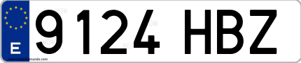 Ejemplo de matrícula de coche ordinaria 9124 HBZ