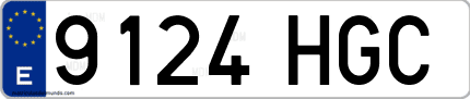 Ejemplo de matrícula de coche ordinaria 9124 HGC