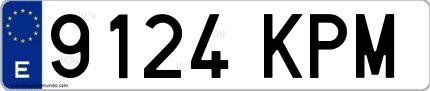 Ejemplo de matrícula de coche ordinaria 9124 KPM