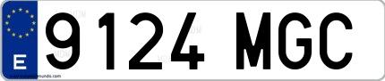 Ejemplo de matrícula española 9124 MGC