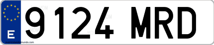 Ejemplo de matrícula de coche ordinaria 9124 MRD