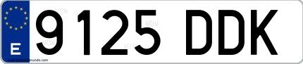 Ejemplo de matrícula española 9125 DDK