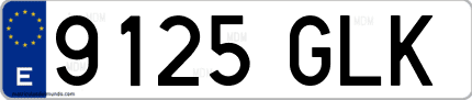 Ejemplo de matrícula de coche ordinaria 9125 GLK