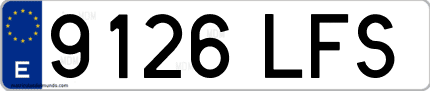 Ejemplo de matrícula de coche ordinaria 9126 LFS