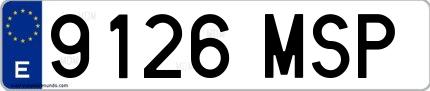 Ejemplo de matrícula española 9126 MSP