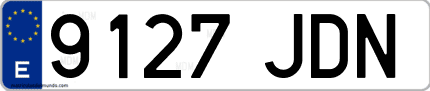 Ejemplo de matrícula de coche ordinaria 9127 JDN