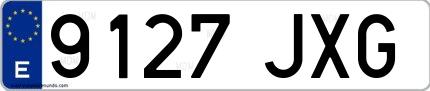 Ejemplo de matrícula española 9127 JXG