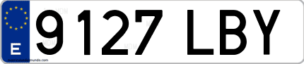 Ejemplo de matrícula de coche ordinaria 9127 LBY