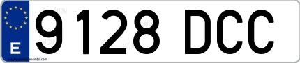 Ejemplo de matrícula española 9128 DCC