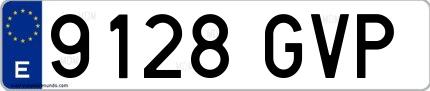 Ejemplo de matrícula española 9128 GVP