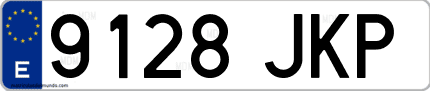 Ejemplo de matrícula de coche ordinaria 9128 JKP