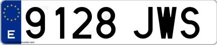 Ejemplo de matrícula de coche ordinaria 9128 JWS