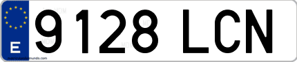 Ejemplo de matrícula de coche ordinaria 9128 LCN