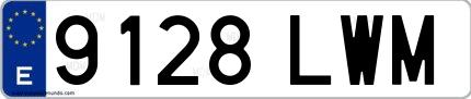 Ejemplo de matrícula española 9128 LWM