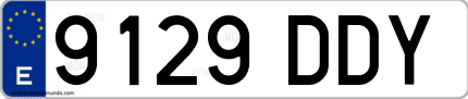 Ejemplo de matrícula de coche ordinaria 9129 DDY