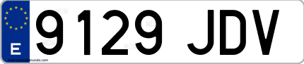 Ejemplo de matrícula de coche ordinaria 9129 JDV