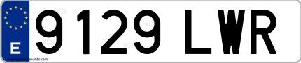 Ejemplo de matrícula española 9129 LWR