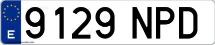Ejemplo de matrícula española 9129 NPD