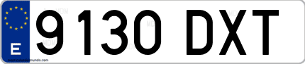 Ejemplo de matrícula de coche ordinaria 9130 DXT