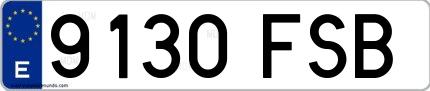 Ejemplo de matrícula española 9130 FSB