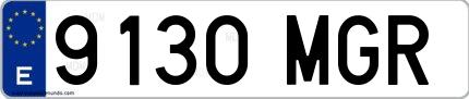 Ejemplo de matrícula española 9130 MGR