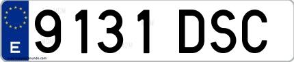 Ejemplo de matrícula de coche ordinaria 9131 DSC