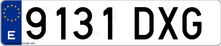 Ejemplo de matrícula de coche ordinaria 9131 DXG